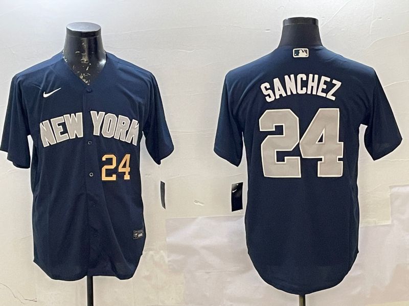 Men New York Yankees 24 Sanchez Blue Game 2025 Nike MLB Jersey style 3
